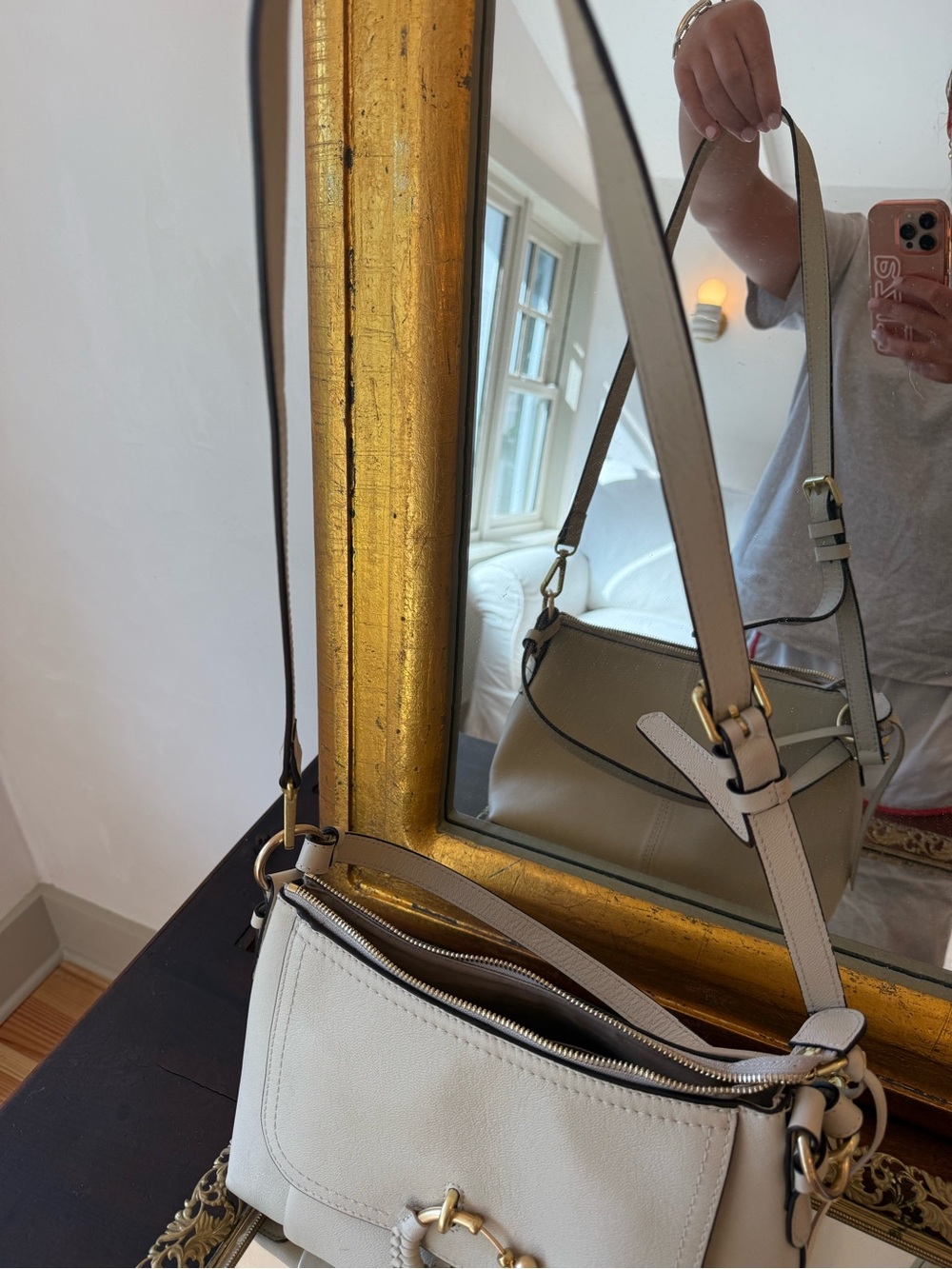 See By Chloe Beige Leather Crossbody with Braided Ring - Picture 5 of 6